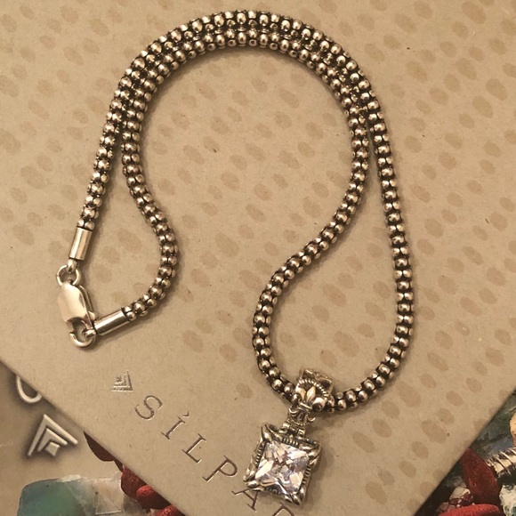 Silpada Sterling Silver Cubic Zirconia Uptown Pendant Necklace - Picture 4 of 16